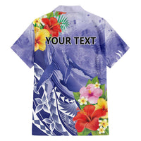 Personalised Chuuk States Humpback Whale Family Matching Long Sleeve Bodycon Dress and Hawaiian Shirt Polynesian Tropical Flowers LT9 - Polynesian Pride