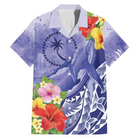 Personalised Chuuk States Humpback Whale Family Matching Mermaid Dress and Hawaiian Shirt Polynesian Tropical Flowers LT9 Dad's Shirt - Short Sleeve Blue - Polynesian Pride