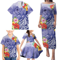 Personalised Chuuk States Humpback Whale Family Matching Puletasi and Hawaiian Shirt Polynesian Tropical Flowers LT9 - Polynesian Pride