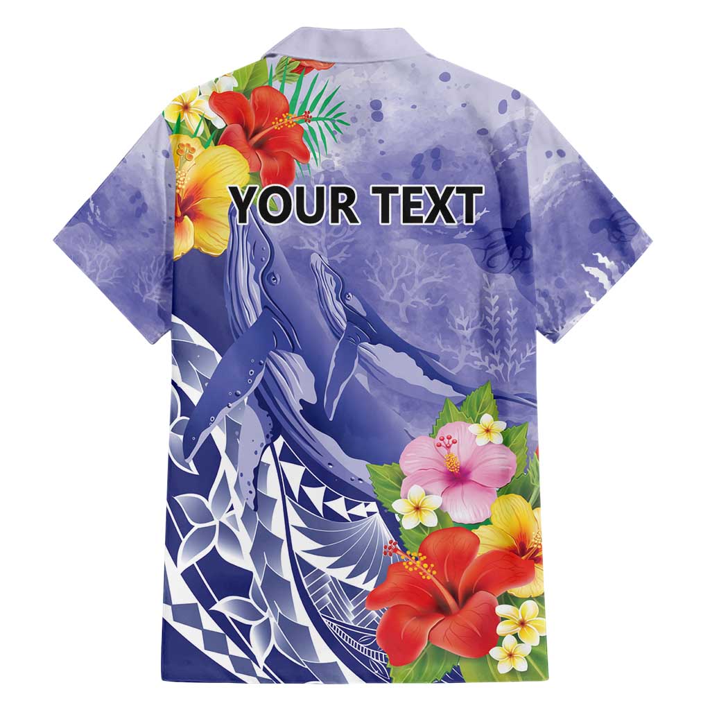 Personalised Chuuk States Humpback Whale Family Matching Short Sleeve Bodycon Dress and Hawaiian Shirt Polynesian Tropical Flowers LT9 - Polynesian Pride