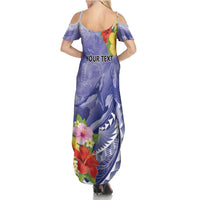Personalised Chuuk States Humpback Whale Family Matching Summer Maxi Dress and Hawaiian Shirt Polynesian Tropical Flowers LT9 - Polynesian Pride