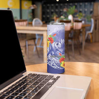 Personalised Chuuk States Humpback Whale Skinny Tumbler Polynesian Tropical Flowers LT9 - Polynesian Pride