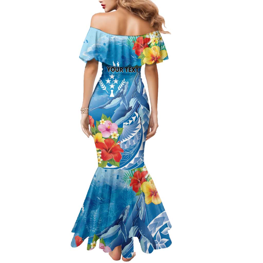 Personalised Kosrae States Humpback Whale Family Matching Mermaid Dress and Hawaiian Shirt Polynesian Tropical Flowers LT9 - Polynesian Pride