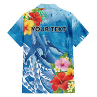 Personalised Kosrae States Humpback Whale Family Matching Off Shoulder Maxi Dress and Hawaiian Shirt Polynesian Tropical Flowers LT9 - Polynesian Pride