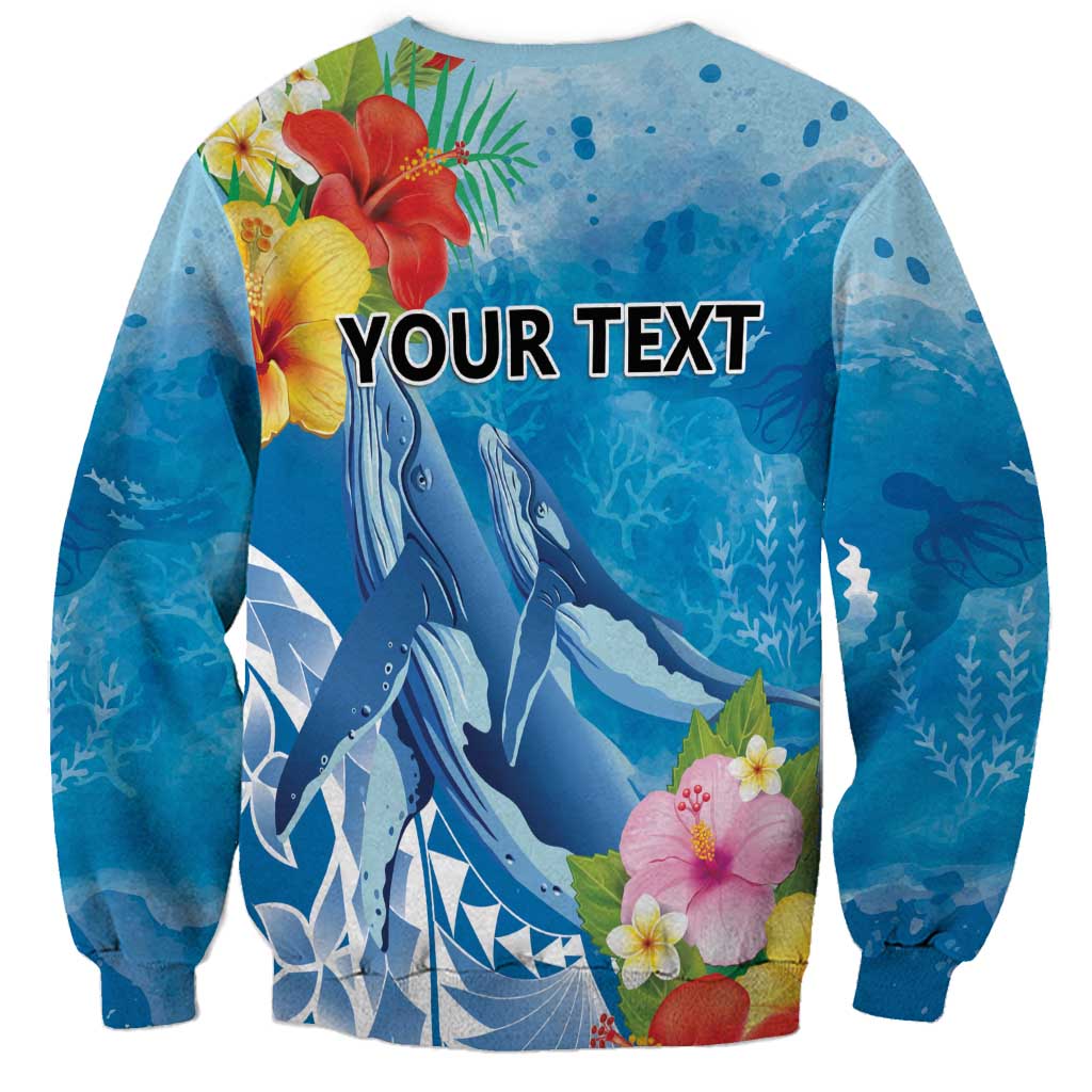 Personalised Kosrae States Humpback Whale Sweatshirt Polynesian Tropical Flowers LT9 - Polynesian Pride