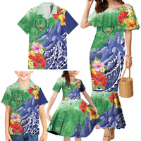 Personalised Pohnpei States Humpback Whale Family Matching Mermaid Dress and Hawaiian Shirt Polynesian Tropical Flowers LT9 - Polynesian Pride