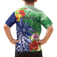 Personalised Pohnpei States Humpback Whale Family Matching Off Shoulder Short Dress and Hawaiian Shirt Polynesian Tropical Flowers LT9 - Polynesian Pride