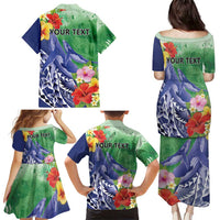 Personalised Pohnpei States Humpback Whale Family Matching Puletasi and Hawaiian Shirt Polynesian Tropical Flowers LT9 - Polynesian Pride
