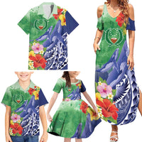 Personalised Pohnpei States Humpback Whale Family Matching Summer Maxi Dress and Hawaiian Shirt Polynesian Tropical Flowers LT9 - Polynesian Pride