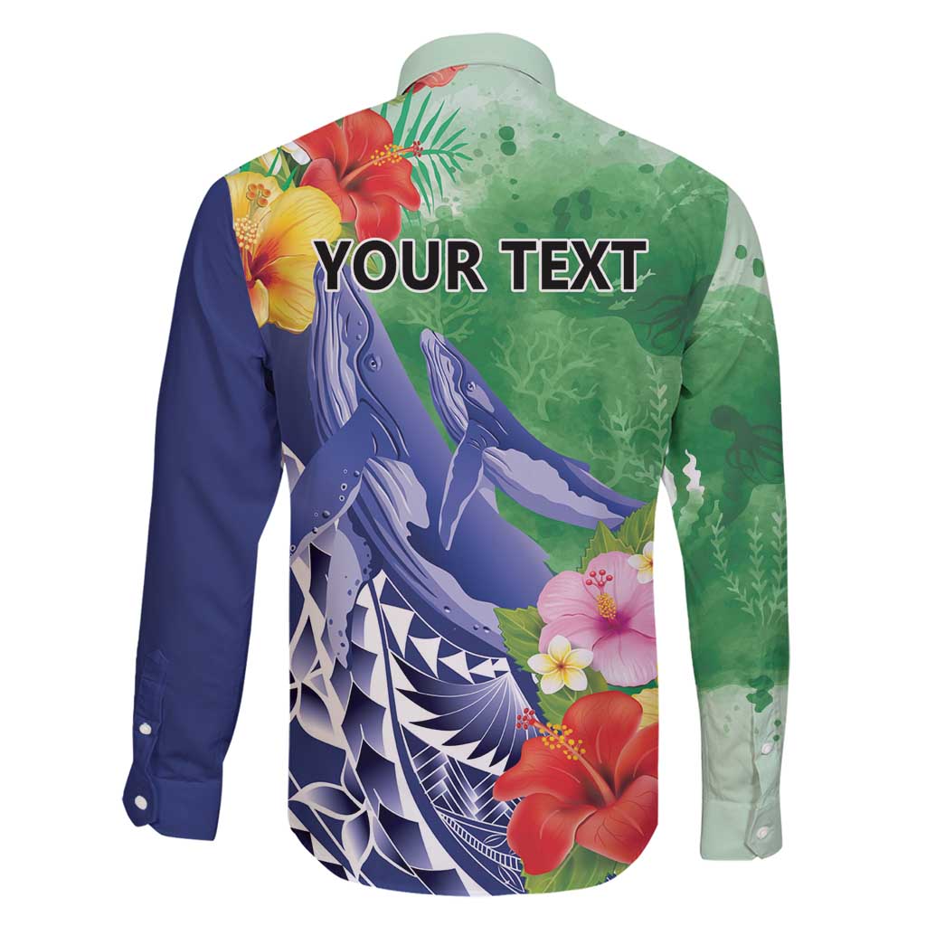 Personalised Pohnpei States Humpback Whale Family Matching Summer Maxi Dress and Hawaiian Shirt Polynesian Tropical Flowers LT9 - Polynesian Pride