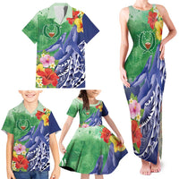 Personalised Pohnpei States Humpback Whale Family Matching Tank Maxi Dress and Hawaiian Shirt Polynesian Tropical Flowers LT9 - Polynesian Pride