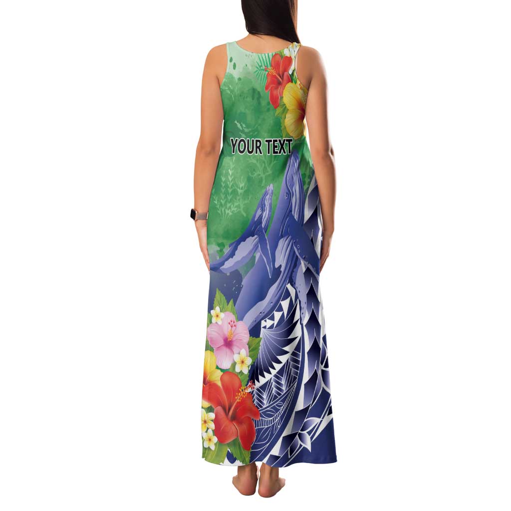 Personalised Pohnpei States Humpback Whale Family Matching Tank Maxi Dress and Hawaiian Shirt Polynesian Tropical Flowers LT9 - Polynesian Pride