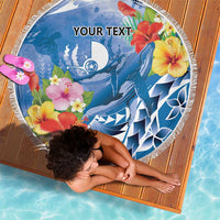 Personalised Yap States Humpback Whale Beach Blanket Polynesian Tropical Flowers LT9 - Polynesian Pride