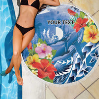 Personalised Yap States Humpback Whale Beach Blanket Polynesian Tropical Flowers LT9 - Polynesian Pride