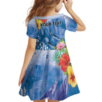 Personalised Yap States Humpback Whale Family Matching Long Sleeve Bodycon Dress and Hawaiian Shirt Polynesian Tropical Flowers LT9 - Polynesian Pride