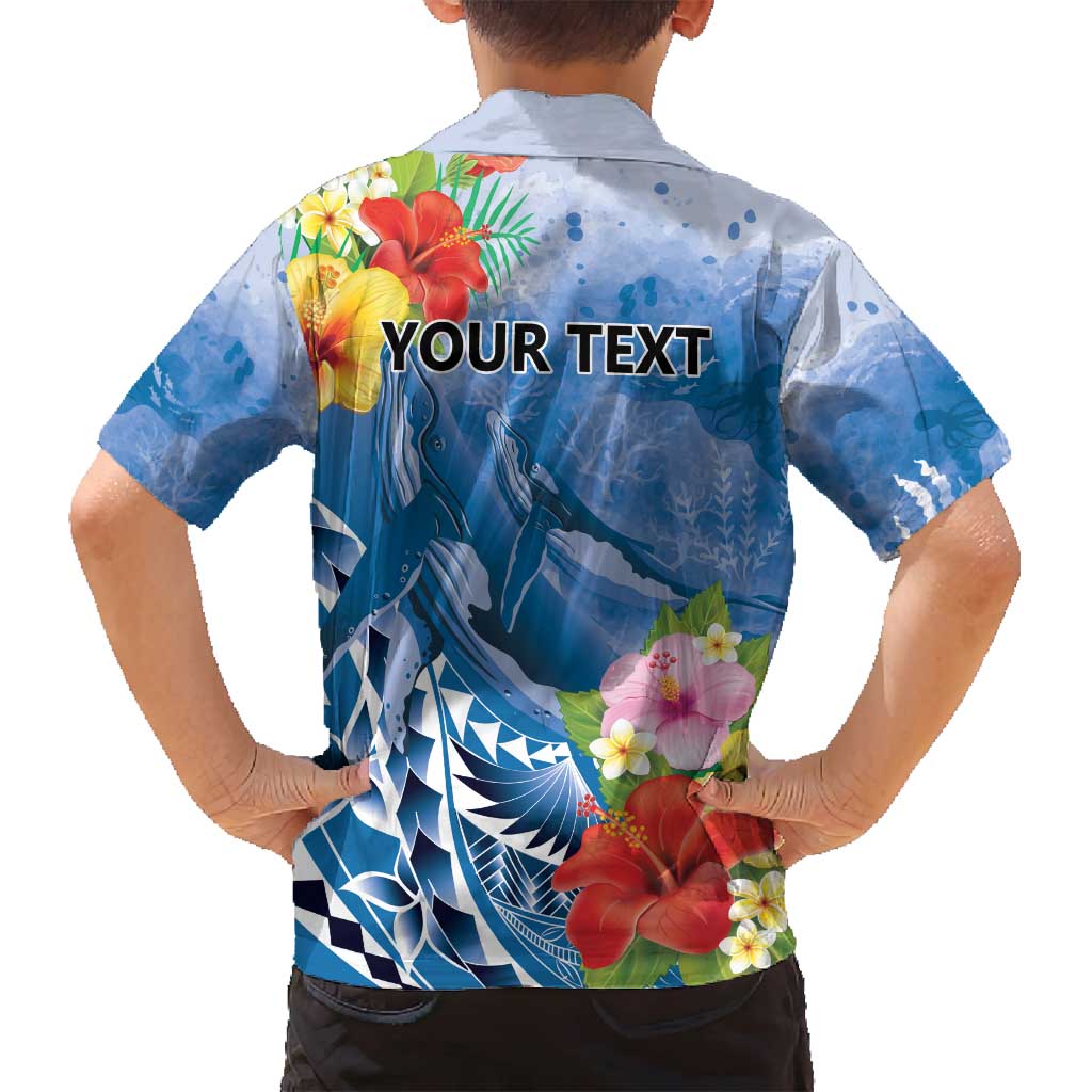 Personalised Yap States Humpback Whale Family Matching Summer Maxi Dress and Hawaiian Shirt Polynesian Tropical Flowers LT9 - Polynesian Pride