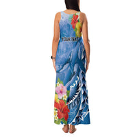 Personalised Yap States Humpback Whale Family Matching Tank Maxi Dress and Hawaiian Shirt Polynesian Tropical Flowers LT9 - Polynesian Pride