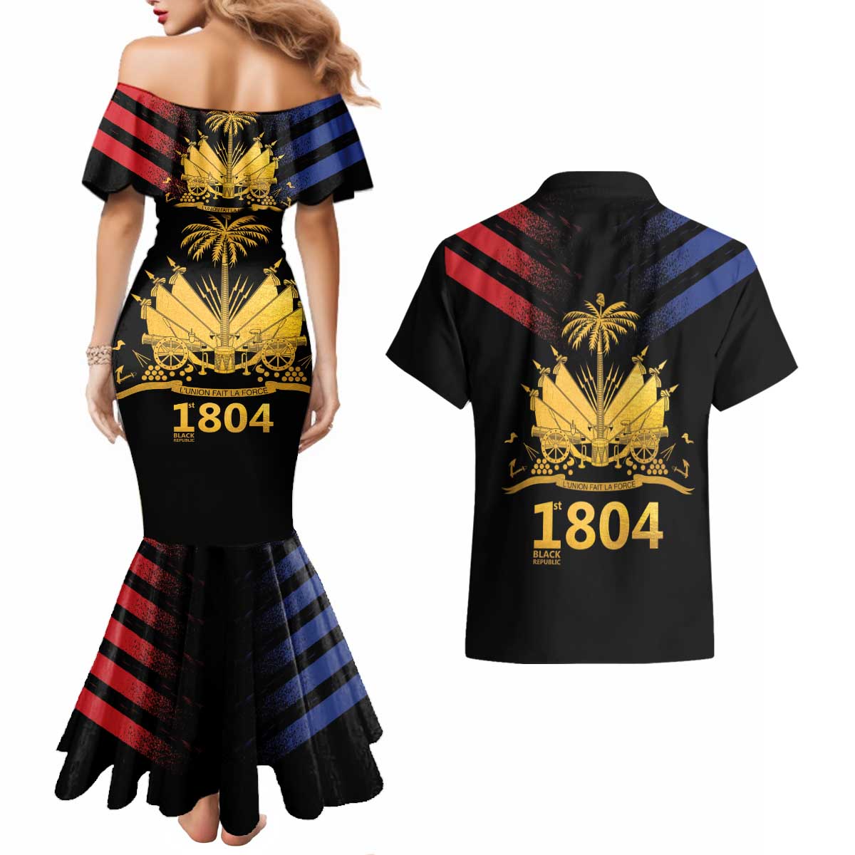 Haiti Independence Day Couples Matching Mermaid Dress and Hawaiian Shirt The First Black Republic Since 1804 LT9 - Polynesian Pride