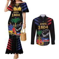 Haiti Independence Day Couples Matching Mermaid Dress and Long Sleeve Button Shirt The First Black Republic Since 1804 LT9 Blakc - Polynesian Pride