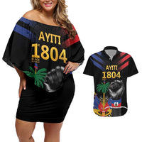 Haiti Independence Day Couples Matching Off Shoulder Short Dress and Hawaiian Shirt The First Black Republic Since 1804 LT9 Blakc - Polynesian Pride
