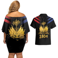 Haiti Independence Day Couples Matching Off Shoulder Short Dress and Hawaiian Shirt The First Black Republic Since 1804 LT9 - Polynesian Pride