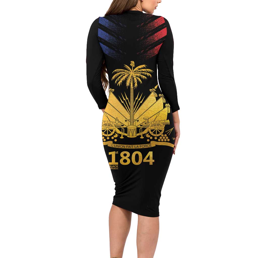 Haiti Independence Day Family Matching Long Sleeve Bodycon Dress and Hawaiian Shirt The First Black Republic Since 1804 LT9 - Polynesian Pride