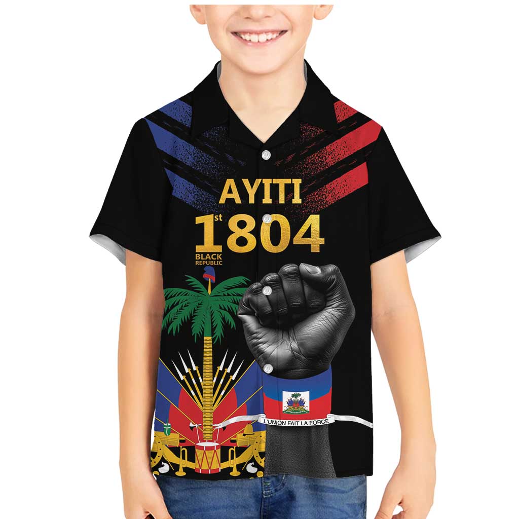 Haiti Independence Day Family Matching Mermaid Dress and Hawaiian Shirt The First Black Republic Since 1804 LT9 Son's Shirt Blakc - Polynesian Pride