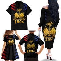 Haiti Independence Day Family Matching Off The Shoulder Long Sleeve Dress and Hawaiian Shirt The First Black Republic Since 1804 LT9 - Polynesian Pride