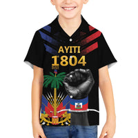 Haiti Independence Day Family Matching Off The Shoulder Long Sleeve Dress and Hawaiian Shirt The First Black Republic Since 1804 LT9 Son's Shirt Blakc - Polynesian Pride