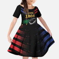 Haiti Independence Day Family Matching Off Shoulder Maxi Dress and Hawaiian Shirt The First Black Republic Since 1804 LT9 Daughter's Dress Blakc - Polynesian Pride