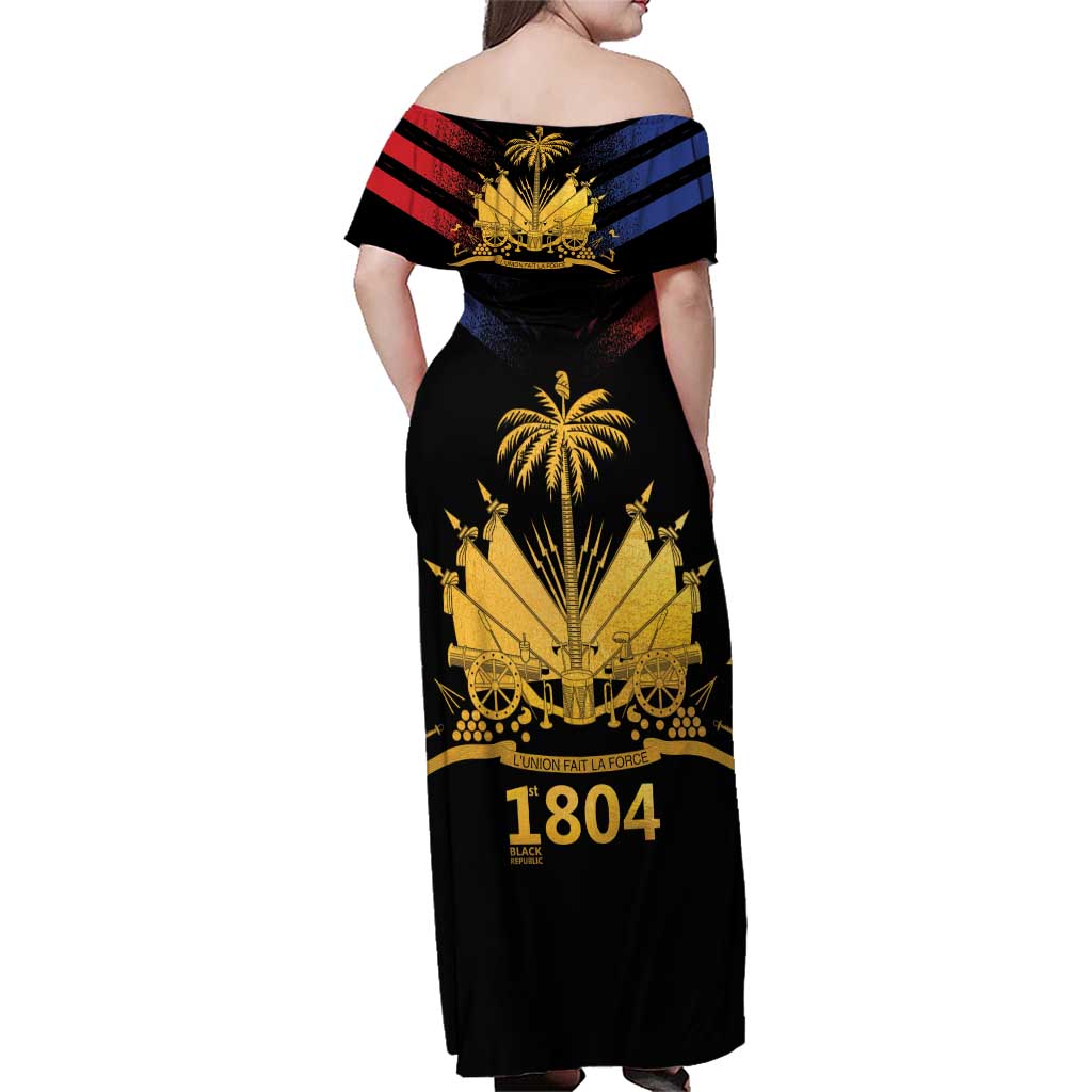 Haiti Independence Day Family Matching Off Shoulder Maxi Dress and Hawaiian Shirt The First Black Republic Since 1804 LT9 - Polynesian Pride