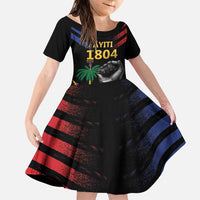 Haiti Independence Day Family Matching Puletasi and Hawaiian Shirt The First Black Republic Since 1804 LT9 Daughter's Dress Blakc - Polynesian Pride