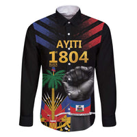 Haiti Independence Day Family Matching Puletasi and Hawaiian Shirt The First Black Republic Since 1804 LT9 Dad's Shirt - Long Sleeve Blakc - Polynesian Pride