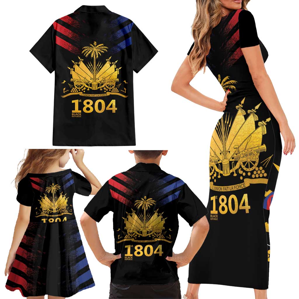 Haiti Independence Day Family Matching Short Sleeve Bodycon Dress and Hawaiian Shirt The First Black Republic Since 1804 LT9 - Polynesian Pride