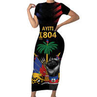 Haiti Independence Day Family Matching Short Sleeve Bodycon Dress and Hawaiian Shirt The First Black Republic Since 1804 LT9 Mom's Dress Blakc - Polynesian Pride