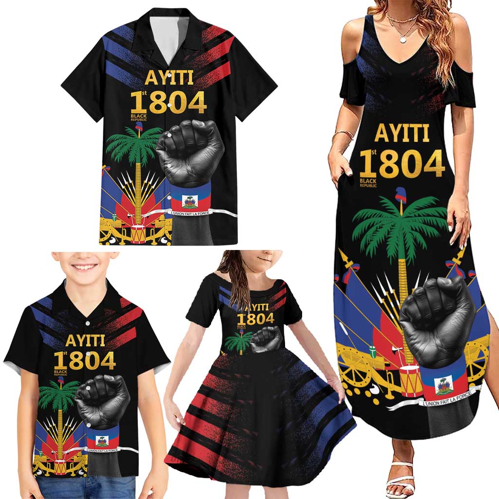 Haiti Independence Day Family Matching Summer Maxi Dress and Hawaiian Shirt The First Black Republic Since 1804 LT9 - Polynesian Pride
