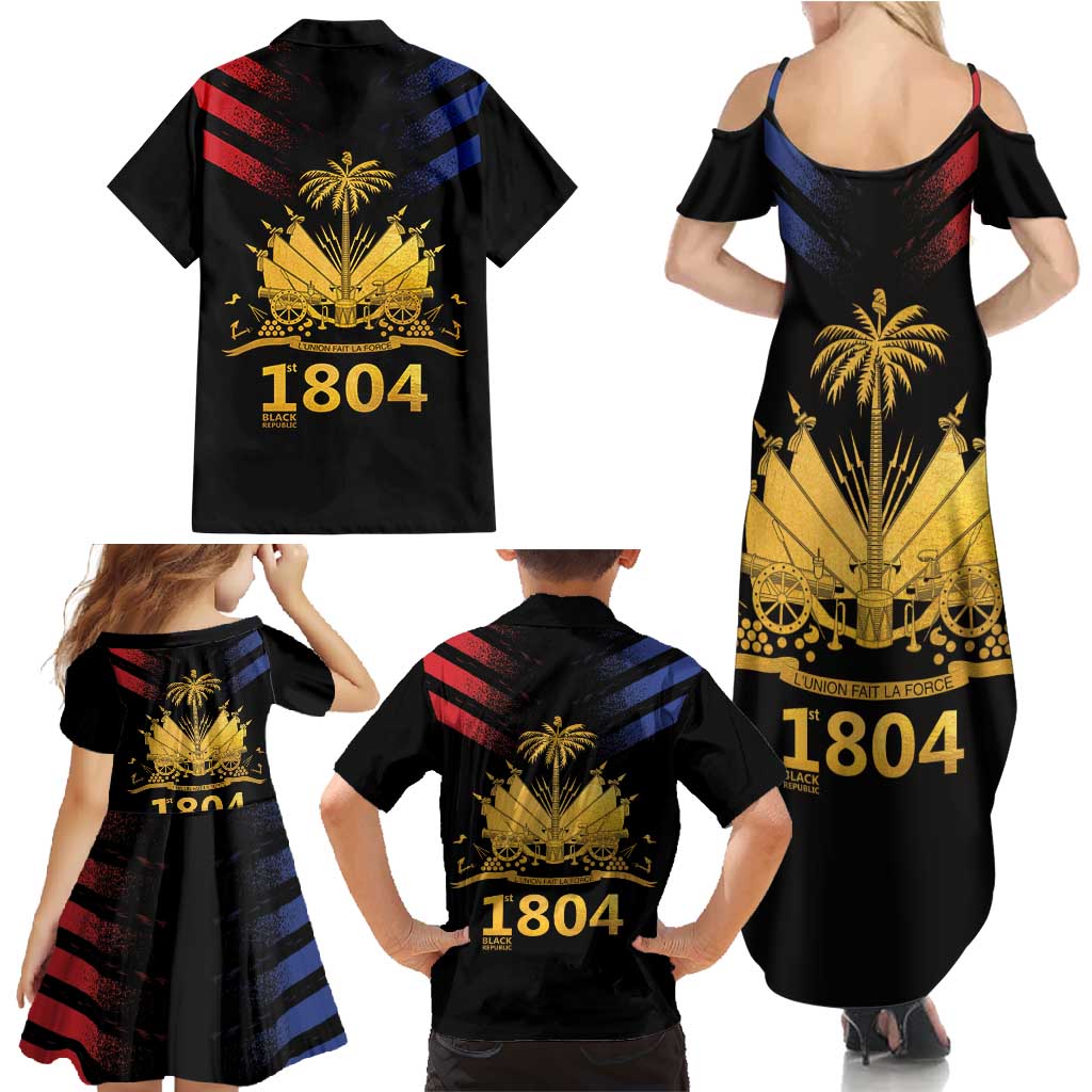 Haiti Independence Day Family Matching Summer Maxi Dress and Hawaiian Shirt The First Black Republic Since 1804 LT9 - Polynesian Pride
