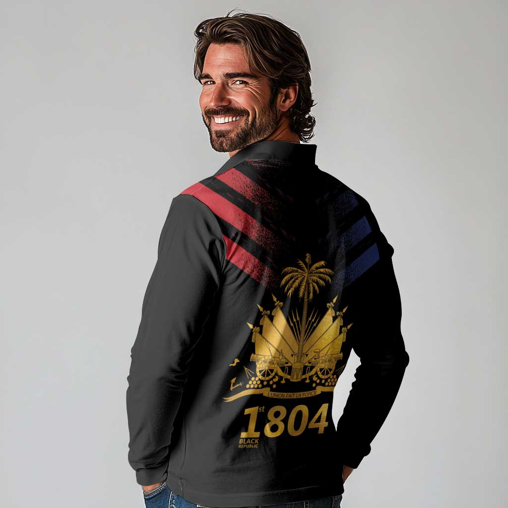Haiti Independence Day Long Sleeve Polo Shirt The First Black Republic Since 1804