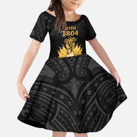 Haitian Negre Marron 1804 Family Matching Mermaid Dress and Hawaiian Shirt Black Polynesian Pattern LT9 Daughter's Dress Black - Polynesian Pride