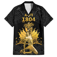 Haitian Negre Marron 1804 Family Matching Off Shoulder Maxi Dress and Hawaiian Shirt Black Polynesian Pattern LT9 Dad's Shirt - Short Sleeve Black - Polynesian Pride