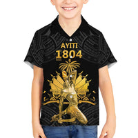 Haitian Negre Marron 1804 Family Matching Off Shoulder Maxi Dress and Hawaiian Shirt Black Polynesian Pattern LT9 Son's Shirt Black - Polynesian Pride