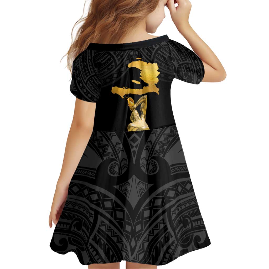 Haitian Negre Marron 1804 Family Matching Off Shoulder Short Dress and Hawaiian Shirt Black Polynesian Pattern LT9 - Polynesian Pride