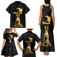 Haitian Negre Marron 1804 Family Matching Tank Maxi Dress and Hawaiian Shirt Black Polynesian Pattern LT9 - Polynesian Pride