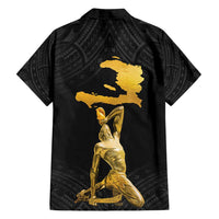 Haitian Negre Marron 1804 Family Matching Tank Maxi Dress and Hawaiian Shirt Black Polynesian Pattern LT9 - Polynesian Pride