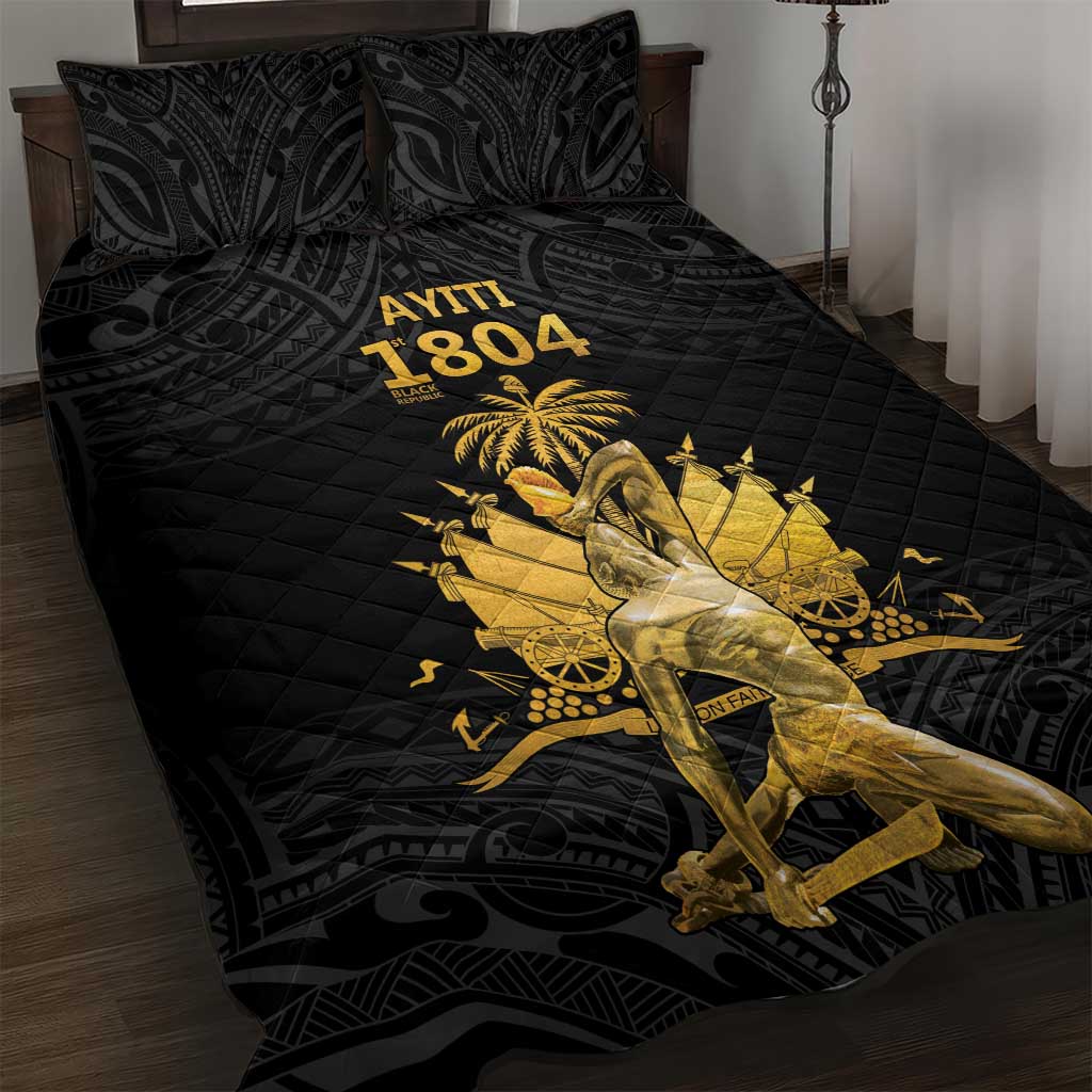 Haitian Negre Marron 1804 Quilt Bed Set Black Polynesian Pattern LT9 Black - Polynesian Pride