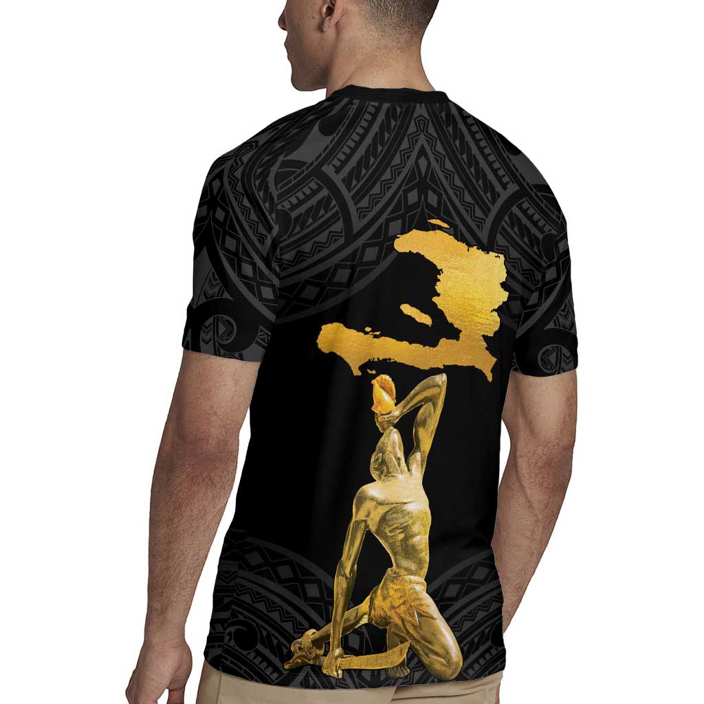 Haitian Negre Marron 1804 Rugby Jersey Black Polynesian Pattern