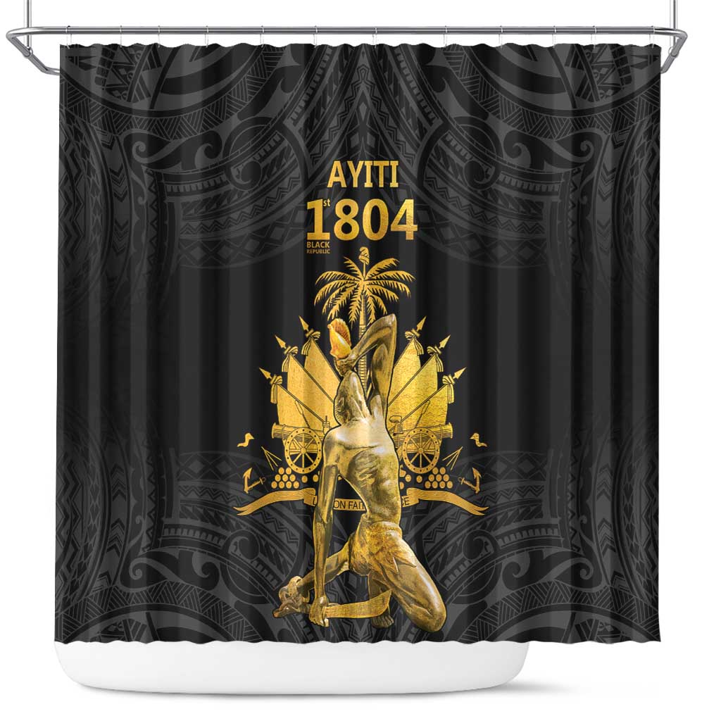 Haitian Negre Marron 1804 Shower Curtain Black Polynesian Pattern LT9 Black - Polynesian Pride