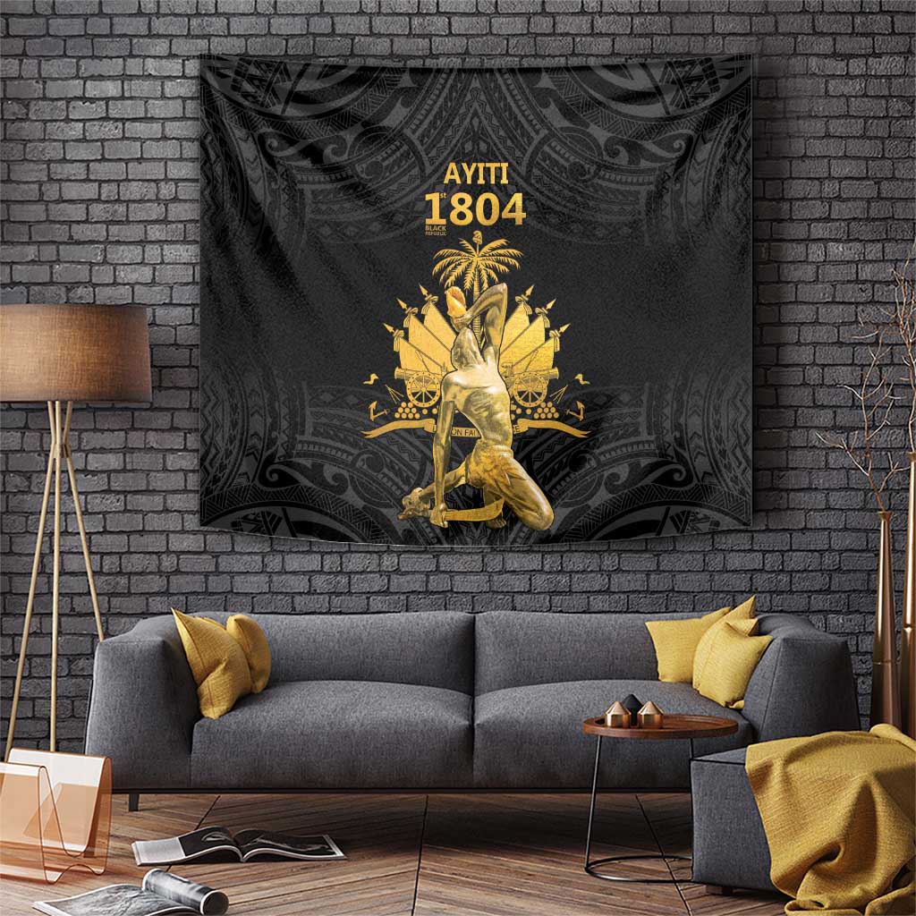Haitian Negre Marron 1804 Tapestry Black Polynesian Pattern LT9 Black - Polynesian Pride