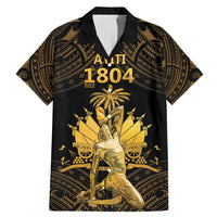 Haitian Negre Marron 1804 Family Matching Mermaid Dress and Hawaiian Shirt Gold Polynesian Pattern LT9 Dad's Shirt - Short Sleeve Gold - Polynesian Pride