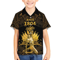 Haitian Negre Marron 1804 Family Matching Off Shoulder Maxi Dress and Hawaiian Shirt Gold Polynesian Pattern LT9 Son's Shirt Gold - Polynesian Pride